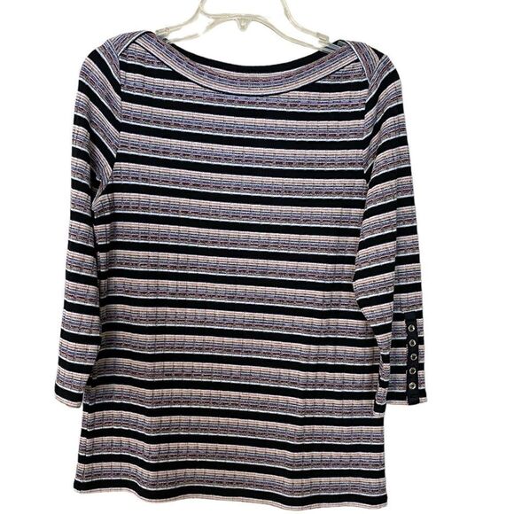 Rafaella 3/4 Sleeves Striped Top - Picture 1 of 6